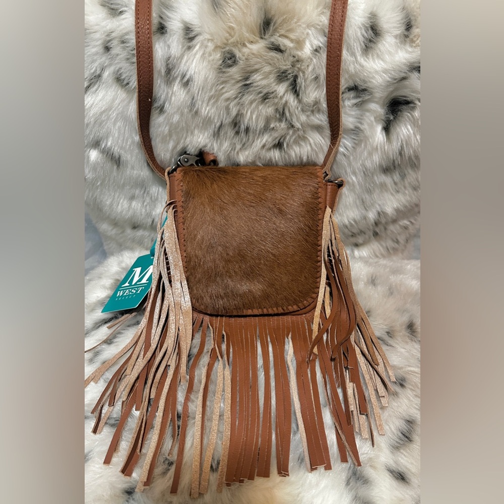 NWT Montana West Genuine Leather Hair On Collection Fringe Crossbody RLCL161